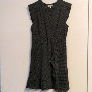 Monteau ladies black and white polka dot dress XL lined dress.